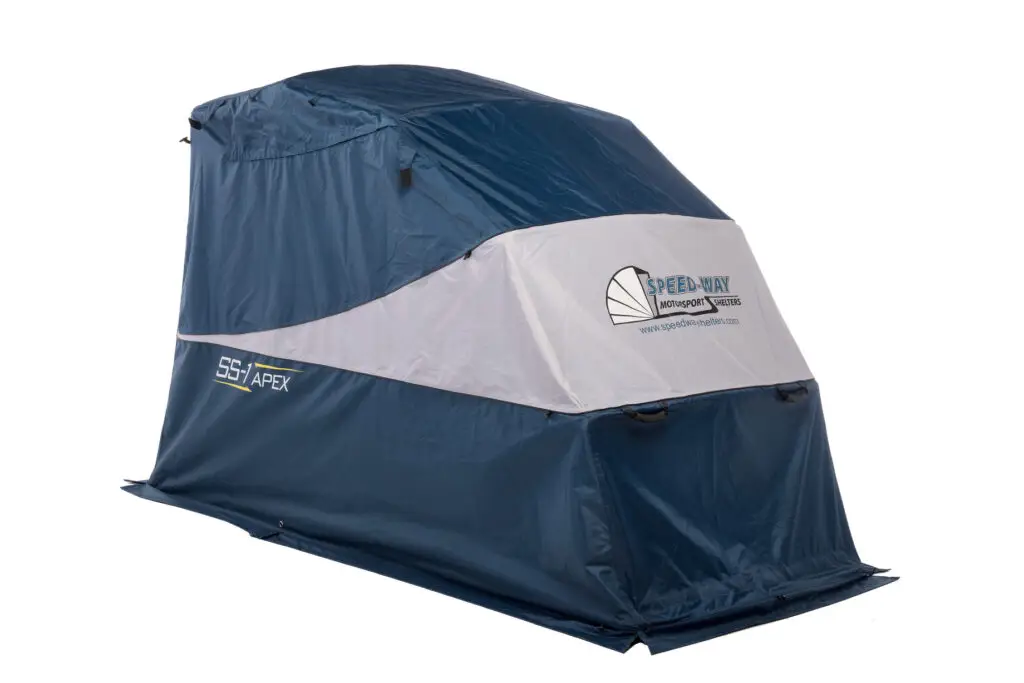 Sport Speedway motorcycle storage shelter, closed