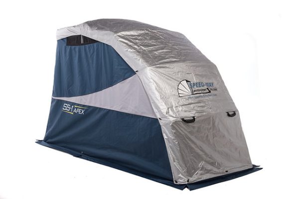 double duty uv cover set up on Sport bike shelters