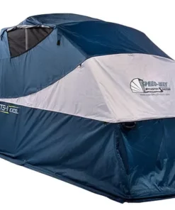 touring speedway motorcycle shelter setup with the vents open