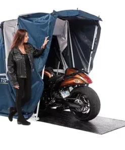Motorcycle Shelter and floorings with sports bike.