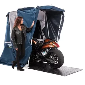 Motorcycle Shelter and floorings with sports bike.