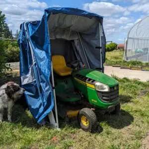 ride on lawn mower storage with the speedway shelter