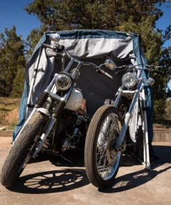 Harley motorcycle under cover
